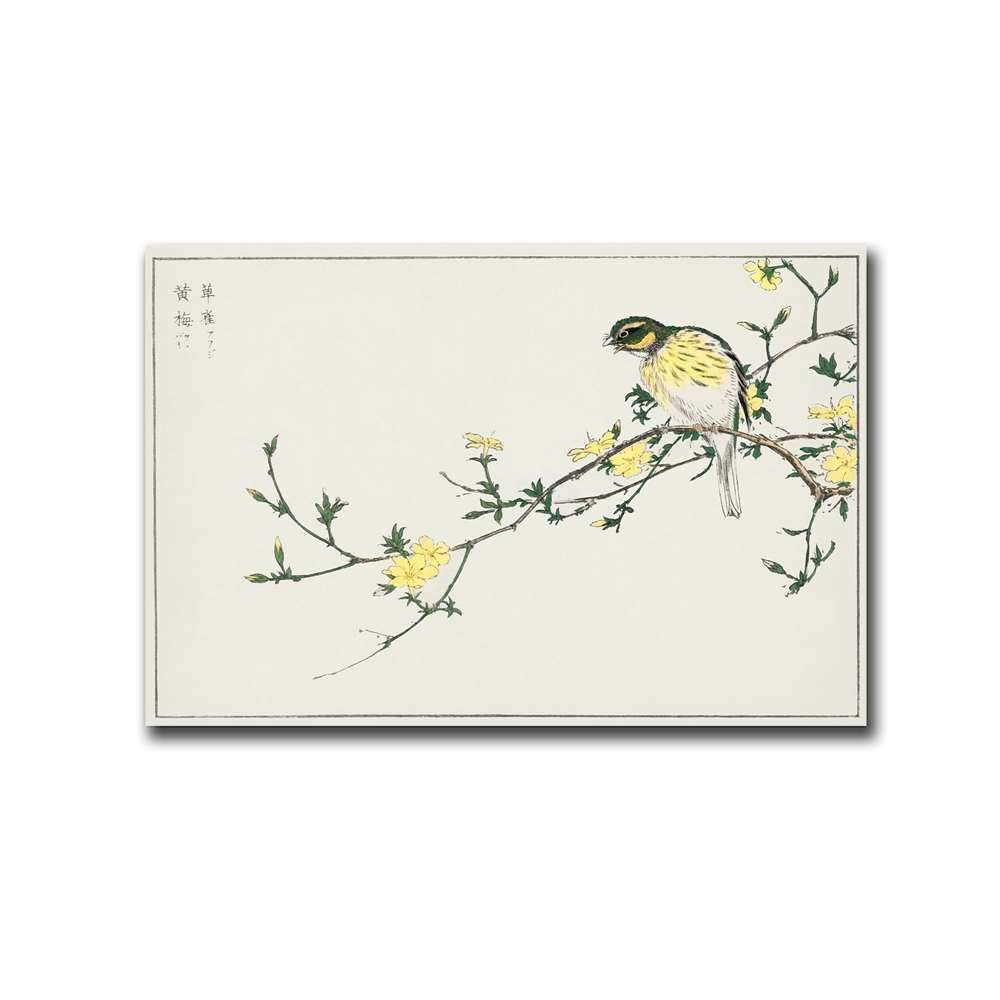 Canvas Poster Wall ArtBird on a Plum Tree Vintage Painting Japanese Wall Art Printable Poster 19th Century Japanese Vintage Mural Decoration Contemporary Living Room Bedroom Office Modern Art Deco 16x24inch-without Frame
