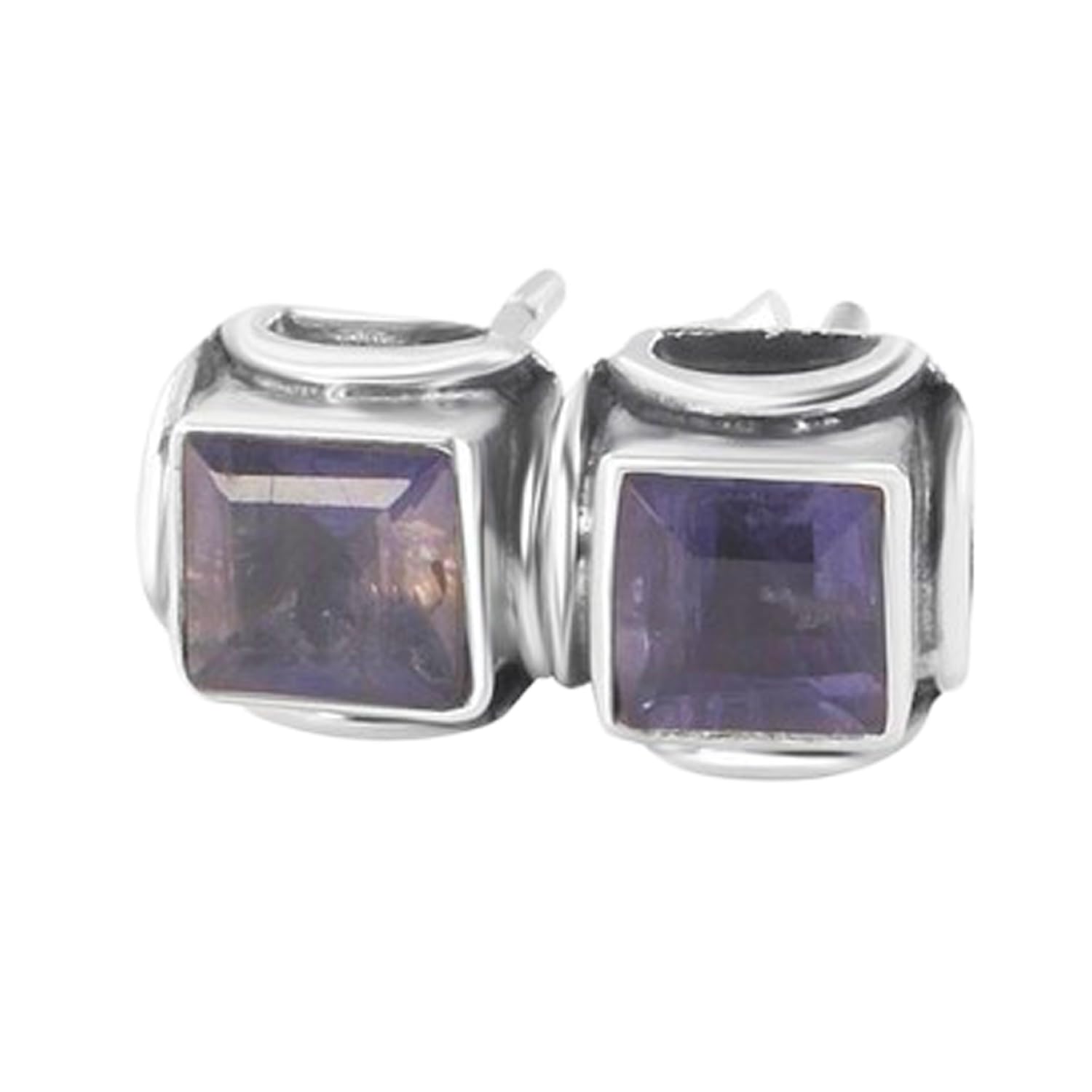 Puces d'oreilles en iolite naturelle et argent 925 de prestige