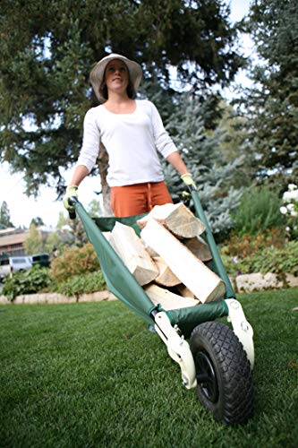 Allsop Home and Garden WheelEasy LE, Folding Yard Cart/Ground Load Wheelbarrow, Lightweight with 150 lbs Capacity, Ultra-Thick Vinyl-Coated Nylon, Large 10