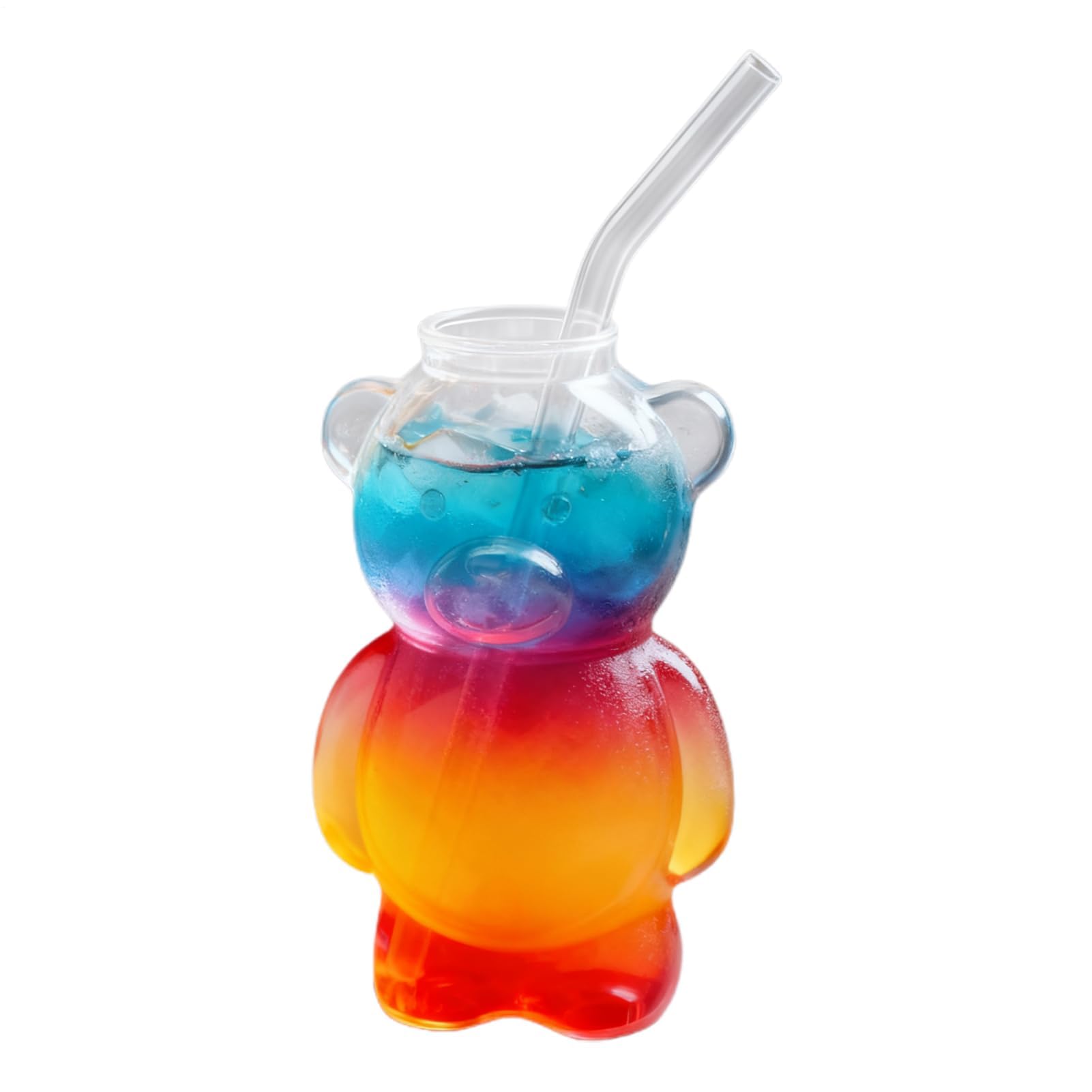 Muiltvoe Cute Cups for Women, 320ML Cartoon Glass with Straw, Leak-Proof Drinkware for Kids, Teens, Adults, Water, Milk, Juice, Coffee, Cold Drinks, Milk Tea, Travel, Home