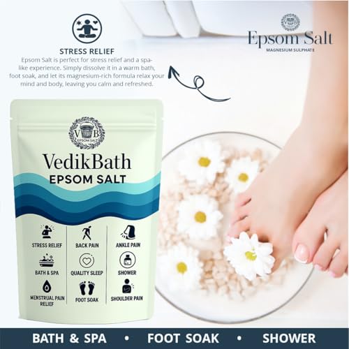 Image of Epsom Salt | Natural Magnesium Sulfate for DIY Scrubs | Foot Soaks & Relaxing Baths | Fragrance-Free & Skin Safe | Fast-Dissolving Bath Soak for Sore Muscles | Workout Relief & Joint Comfort | Soak for Relaxation Detox & Stress Relief | 1.9 Kg