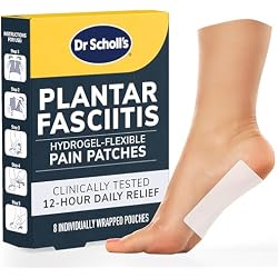 Dr. Scholl's Plantar Fasciitis Pain Patches with Hydrogel Flexible Technology, 8 Ct // Clinically Tested 12-Hour Daily Pain Relief - Contours to Your Foot - with Lidocaine & Menthol, 8 Treatments