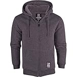 Island Trading Mens Cotton Padded Borg Fleece Sherpa Lined Full Zip Up Hoodie Sweatshirt Jacket X Large Charcoal