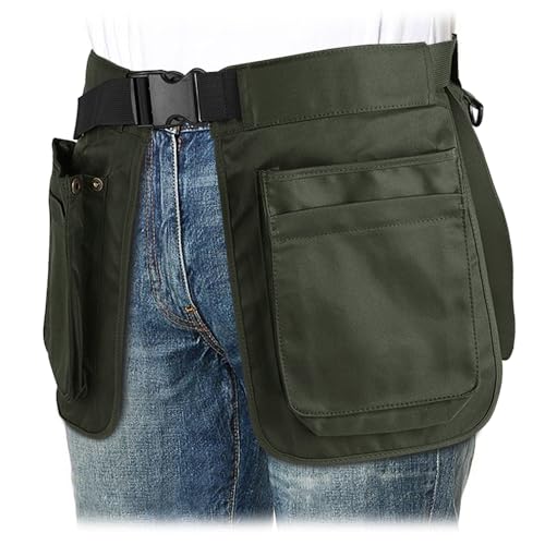MUCHER Trainingsschürze Hundesport Kellnertasche Arbeitstasche Hippie-Gürteltasche Multifunktions-Hüfttasche aus Stoff Schweißfest Seitliche Gürteltasche für Damen Herren Wandern Trekking (Tiefgrün)