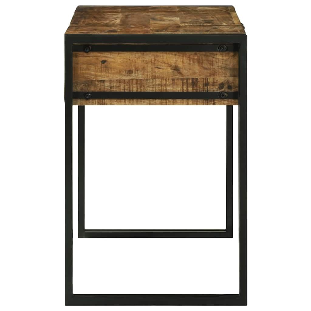 Stolik fryzjerski do sypialni z brązowego litego drewna mango z miejscem do przechowywania i lustrem, 90 x 50 x 75 cm, kompaktowy do sypialni, komoda do makijażu z szufladami i oświetleniem