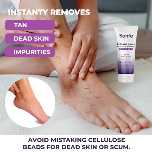 Krishva San'-fe Instant Tan & Dead Skin Removal Exfoliating Gel | Visibly Removes Tan | AHA Exfoliation in Minutes | Smooth & Bright Skin | 100g