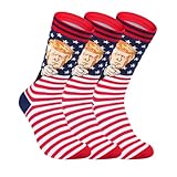 SURGETIDE Trump Socks 3-Pack - Funny Donald Trump Gifts for Men Women, Patriotic MAGA American Flag Novelty Socks