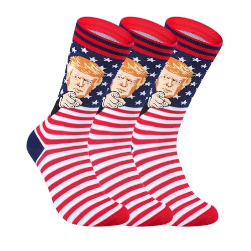 SURGETIDE 3 Pairs Funny President Novelty Socks Golden Hair Gag Gifts Men