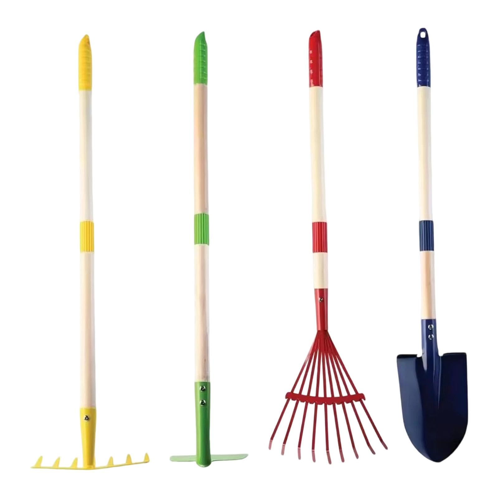 Generic 4 Piezas Herramientas de Jardinería para Niños Kit de Rastrillo Pala Mini Portátil Práctico Material Acero Al Carbono Adecuado para Jardín Y Pla