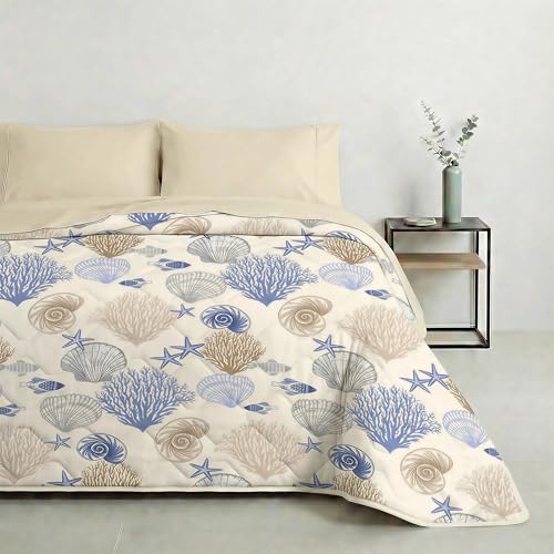 Couette couvre-lit matelassé Mahome en coton doux 220x260 cm
