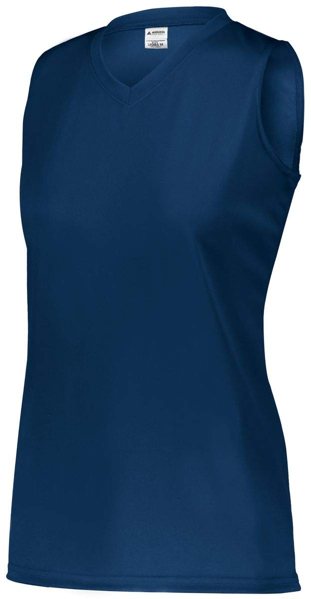 Augusta Sportswear Girls Sleeveless Wicking Attain Jersey, Navy, M