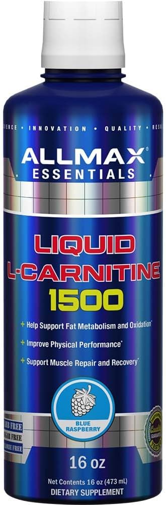 ALLMAX Nutrition – L-Carnitine Liquid + Vitamin B5 – Blue Raspberry – 473 ml