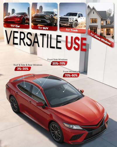 Image of IAQWE 35% VLT Ceramic Car Window Tint Film 24 inch x 15ft Roll, High Heat & UV Block Privacy Film, Shatterproof & Scratch Resistant - Black