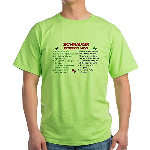 CafePress Schnauzer Property Laws 2 100% Cotton T-Shirt Green