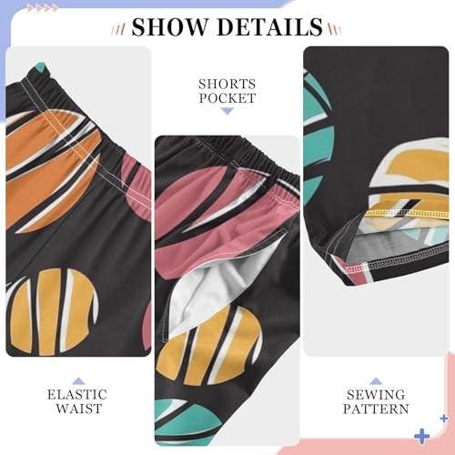 ZZXXB Colorful Basketball Boys Long Pants Soft Trousers Elastic Waist Kids Lounge Bottoms with Pockets S-XL4