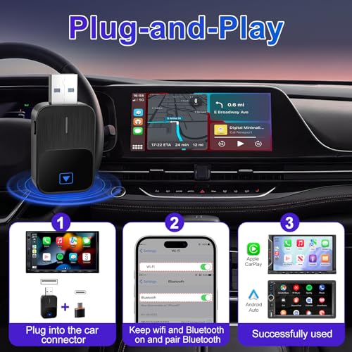 Adaptateur sans fil CarPlay et Android Auto, boîtier compact haute performance - 4