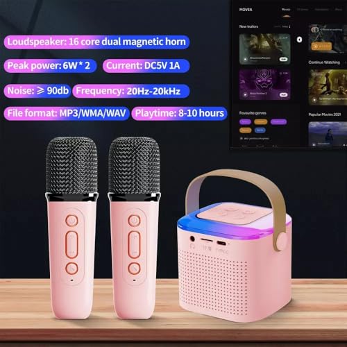 Image of Mini Speaker 10W Mini Speaker with Wireless Karaoke Mic, 8H Playtime,Voice Effects, Multi-Play Modes Type-C Charging Port BT Sport 5.1,Portable Set of-1 (Multicolor Black,White,Peach)