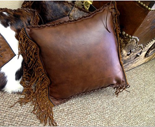 leather fringe pillow