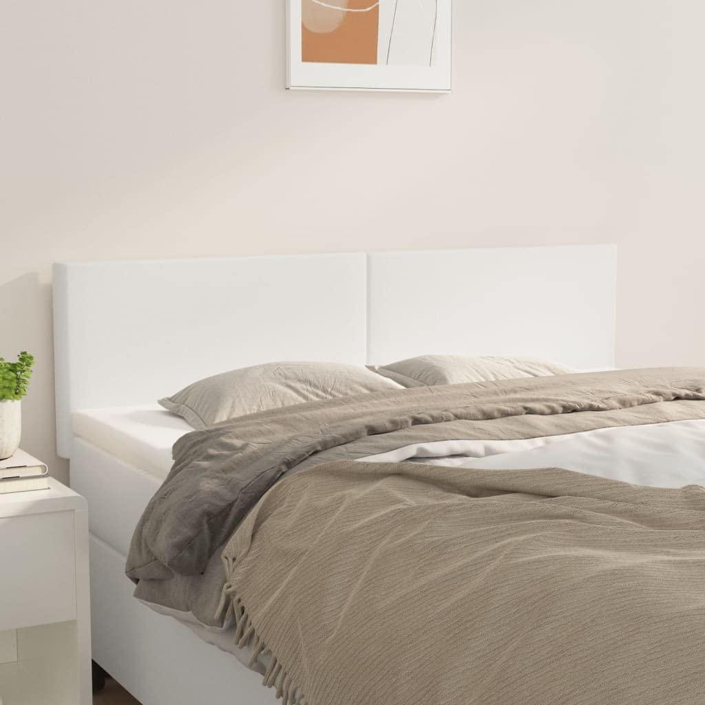 vidaXL Kopfteil Betthaupt Polsterkopfteil Bettkopfteil für Bett Bettgestell Bettrahmen Schlafzimmer Bettzubehör Weiß 144x5x78/88cm Kunstleder