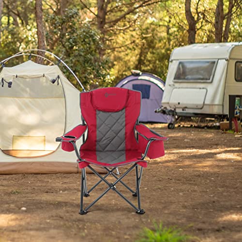 Arrowhead Outdoor Portable Folding Camping Quad Chair W/ 6-Can Cooler, Cup & Wine Glass Holders, Heavy-Duty Carrying Bag, Padded Armrests, Headrest & Seat, Supports Up To 450Lbs, Usa-Based Support #TOP5