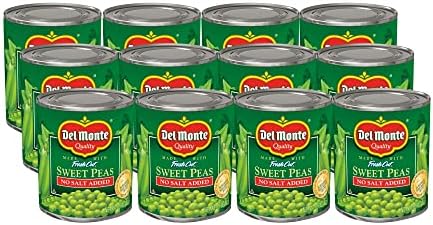 Del Monte Canned Fresh Cut Sweet Peas No Salt Added, 8.5-Ounce (Pack of 12)