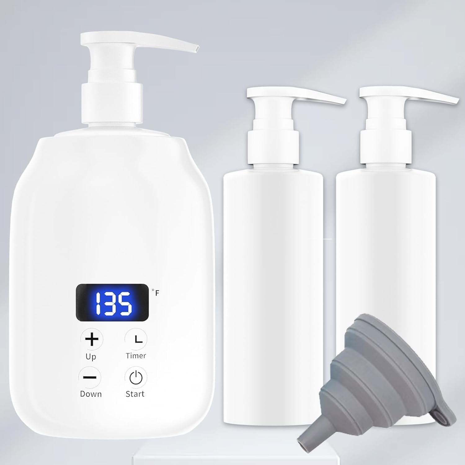 Scaldaolio per Massaggio per Olio da Massaggio Spa Dispenser da 2 Bottiglie e Scaldalozione Scaldabiberon per gel Scaldabiberon per Salone Scaldabiberon per olio da massaggio (Bianco)