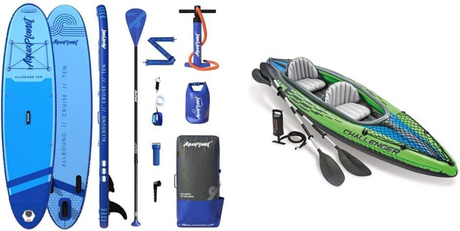 AQUAPLANETInflatable Stand Up Paddle Board Kit - All Round Ten | 10 Foot | Ideal for SUP Beginners & Experts | Includes Fin, Paddle, Pump, Repair Kit, Backpack, Leash, Dry Bag, Carry Strap