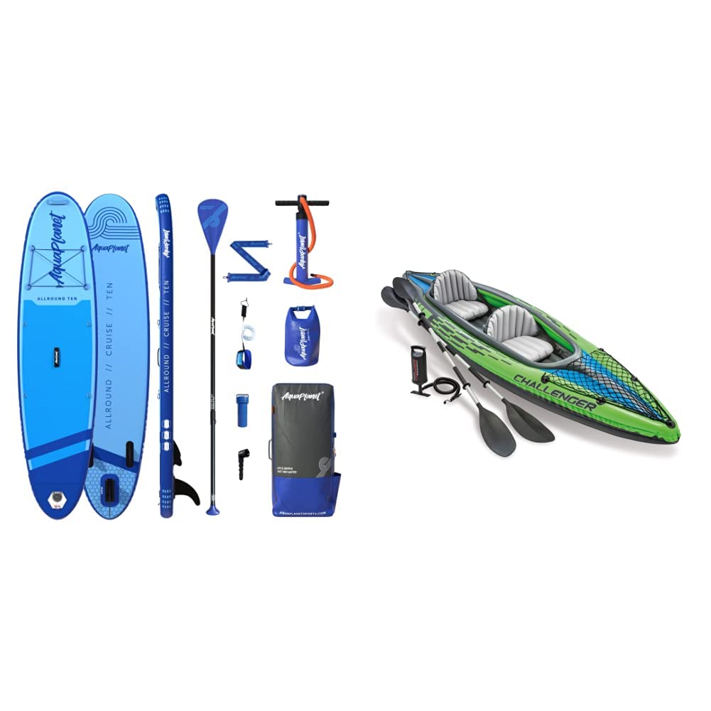 AQUAPLANETInflatable Stand Up Paddle Board Kit - All Round Ten | 10 Foot | Ideal for SUP Beginners & Experts | Includes Fin, Paddle, Pump, Repair Kit, Backpack, Leash, Dry Bag, Carry Strap