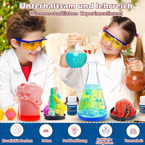 Experimente Adventskalender 2025 Kinder - 24-tägiger Weihnachtskalender mit Kristalle Züchten, Edelsteinen,Chemie-Sets | STEM Lernspielzeug ab 4-6-8-12 Jahre für Jungen Mädchen | Geschenk Idee