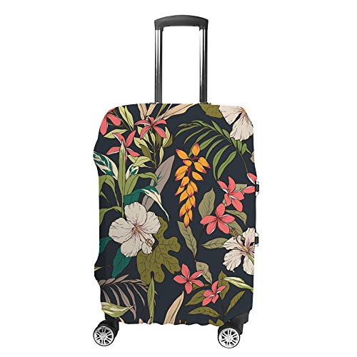 Housse de valise fleurie CHEHONG protection extensible en polyester lavable pour bagage 18-32 pouces
