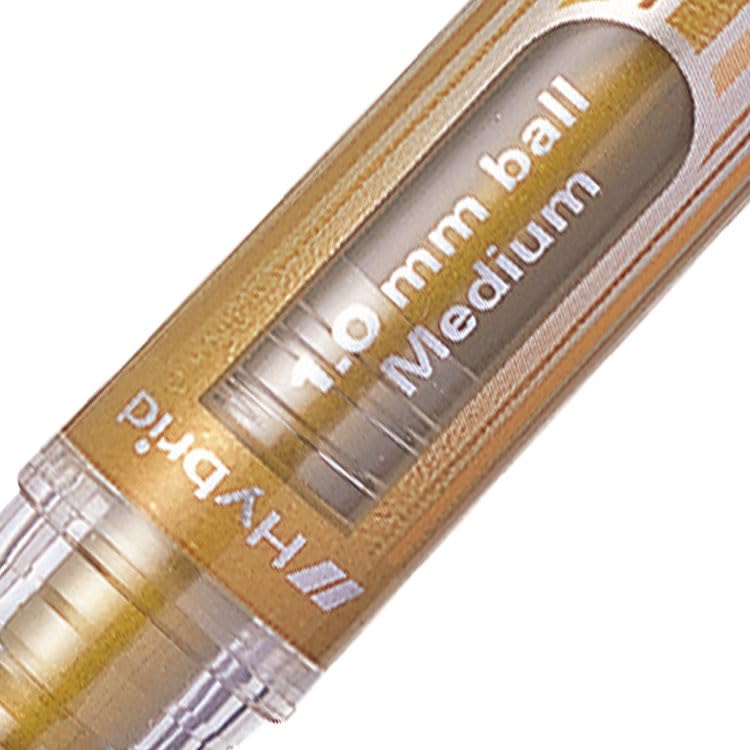 Pentel Hybrid Gel Grip DX - Set Da 3 Penne Gel Metalliche: Bianco, Oro, Argento. Punta 1mm, Tratto 0,5mm, Inchiostro Resistente All'acqua. - 6
