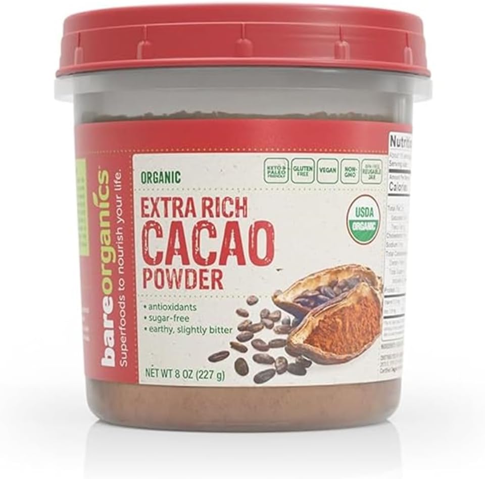 BareOrganics Cacao Powder, 8oz