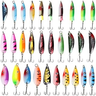 Fishing Lures Kit 30pcs Rooster Tail Spinner Lures Fishing Spoons Metal Fishing Lures Hard Baits Set for Bass Trout Salmon Walleye Freshwater Saltwater Fishing Lure Spoons