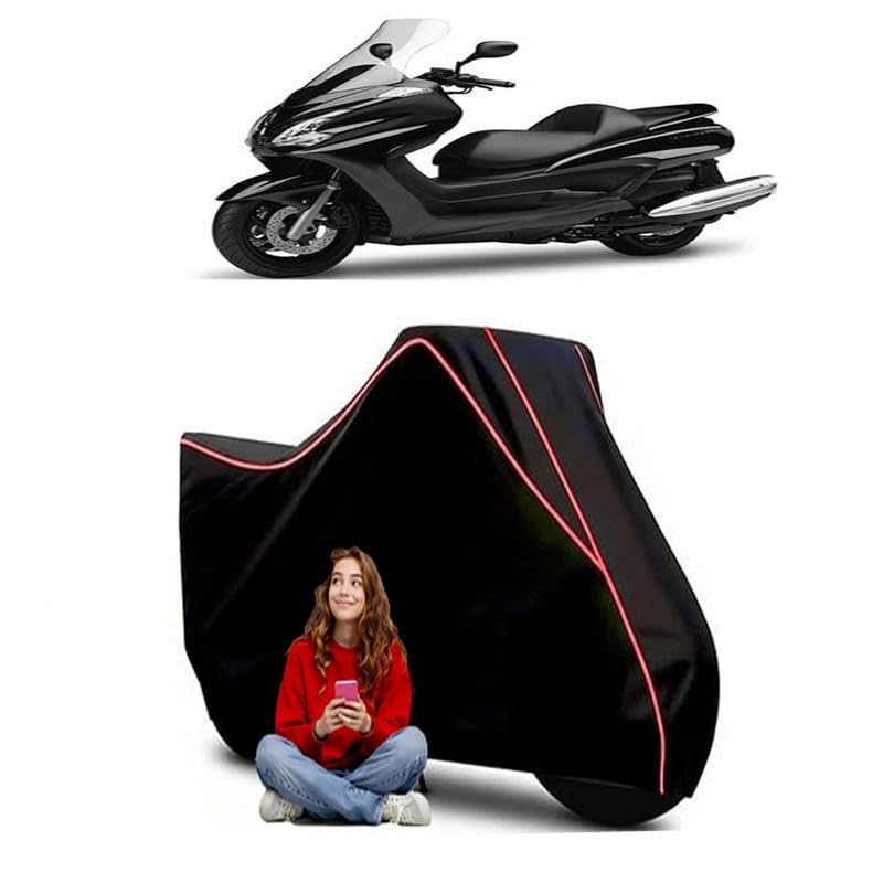 Image of Majesty Scooty Bike Cover Water Resistant Outdoor Use Universal Fit Scooters Motorcycles Heavy Duty UV Protection Dust Rain Scratch Resistant Elastic Bottom Black Blue Piping