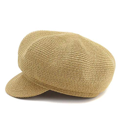 Dosomi Womens Straw Visor Beret Hats Newsboy Cap For Ladies Breathable Summer Spring Cabbie Caps Khaki #TOP3