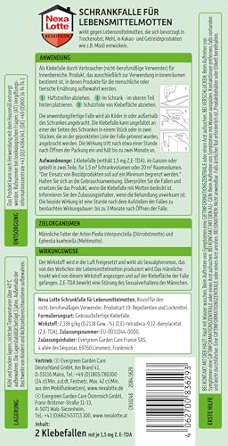 Nexa Lotte Schrankfalle für Lebensmittelmotten, 2 Stück, Effektive, insektizidfreie Klebefalle gegen Motten in Lebensmitteln, bis 2 Monate Schutz