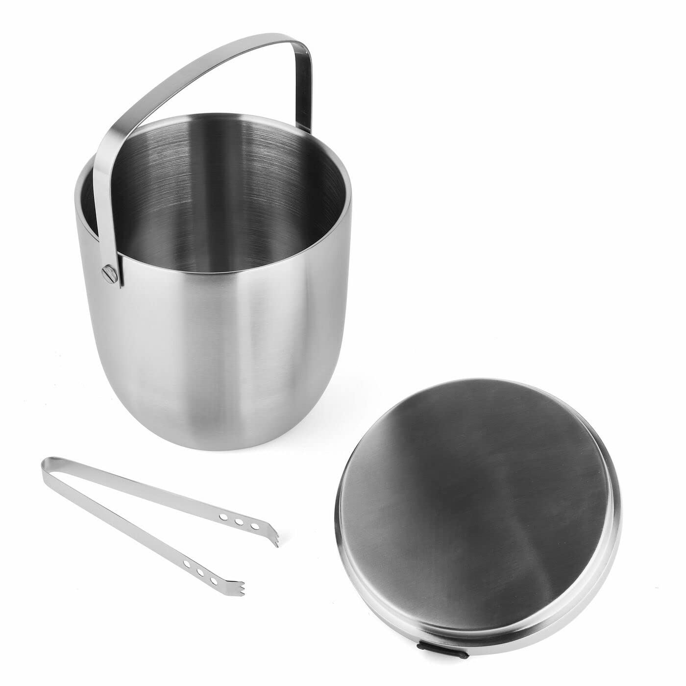 Eiskübel mit Zange Konighoffer Oris 2,8 l Silber Satin Stahl Eisbehälter mit Griff