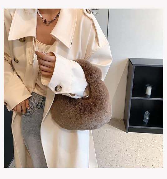 XPONNI Fuzzy Dumpling Bag, Cute Fluffy Bags Y2k, Cute Mini