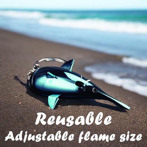 Encendedor creativo de delfín metálico rellenable azul miniatura 5