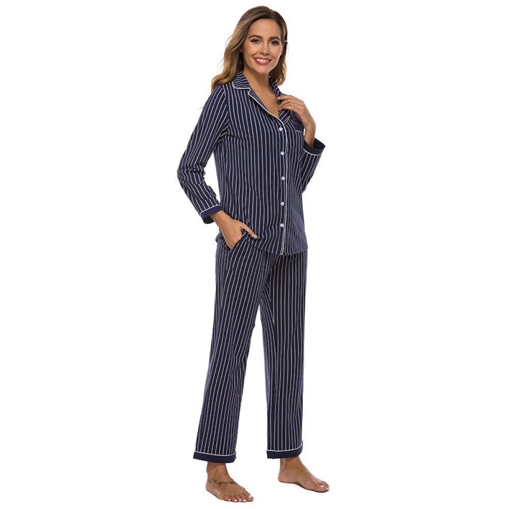 Damen Zweiteiliger Schlafanzuglangarm Pyjama Set Für Damen Damen Herbst Winter Gelb Gestreifter Jacquard Pyjama Set Damen Loungewear Sets Damen