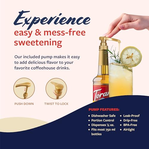 Image of Torani Honey Sweetener, Flavoring for Drinks and Desserts, Pump Included, 25.4 Fl Oz