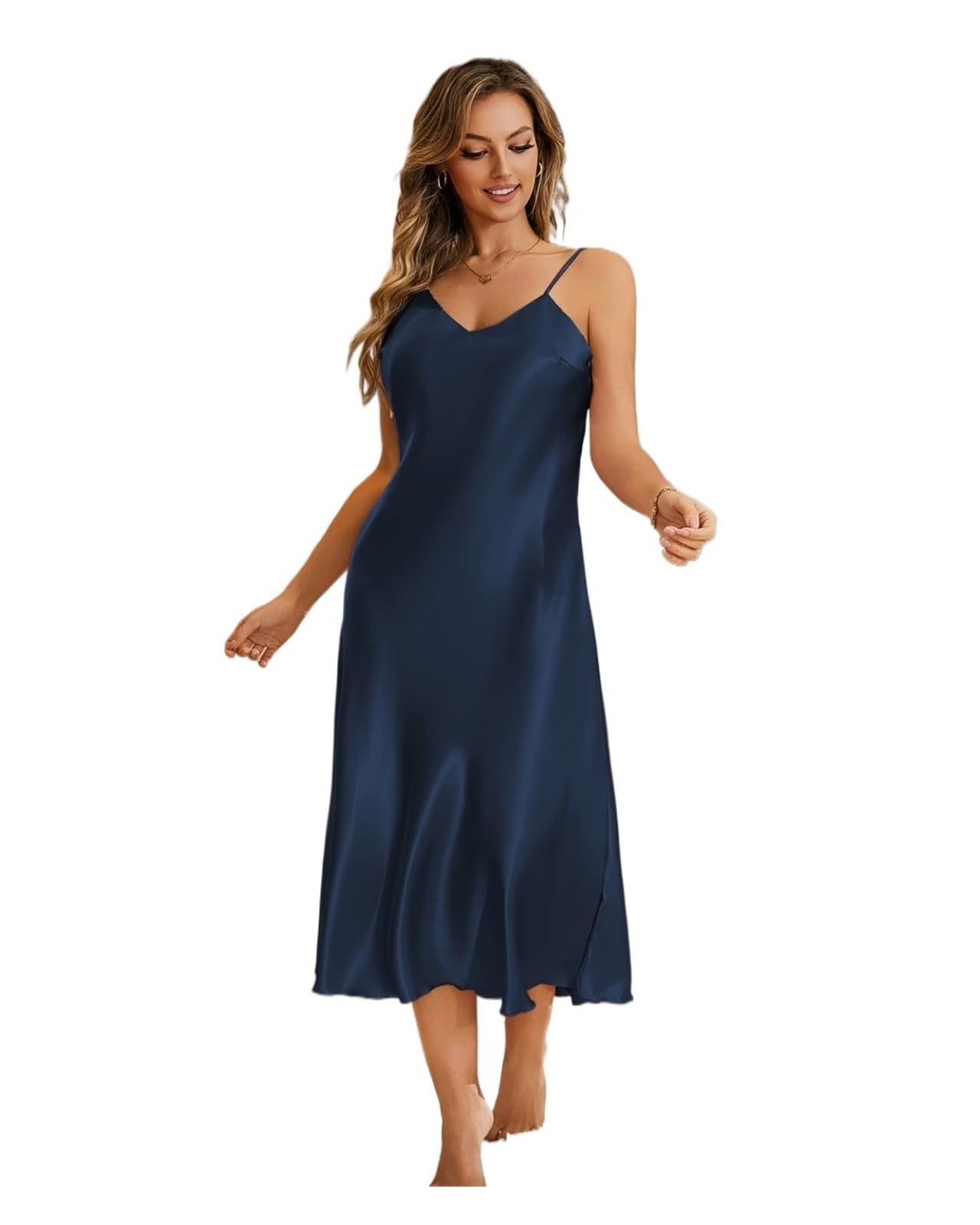 CamisóN Saten Mujer Camisón Largo Ajustable con Tiras Que realza Las Curvas y exuda Encanto