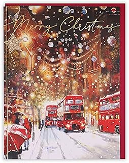 Clintons: Red Buses In Street, General Christmas Card, Xmas Card, Traditional Christmas Card,155 x 201, 1169564
