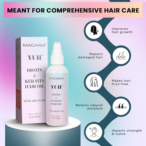 Image of Yuii Hair Growth Oil with Biotin & Keratin - Jojoba & Argan Hair Oil for Thicker, Stronger Hair - Natural Hair Oil for Growth, Strength, and Thickness - Best Hair Care for All Hair Types, 100ml