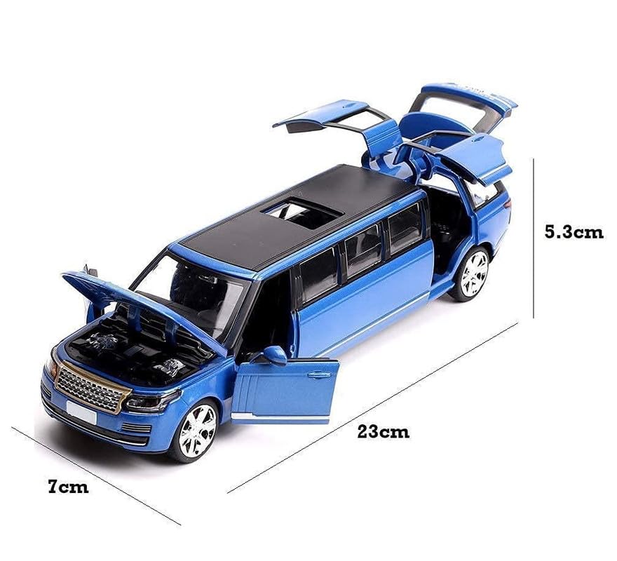 Image of Kids Model 1:32 Long Rang Rover Die Cast Metal Car Pull Back Action Opening Doors with Realistic Engine Sound Lights Toy Car Gift for Boys - Multi