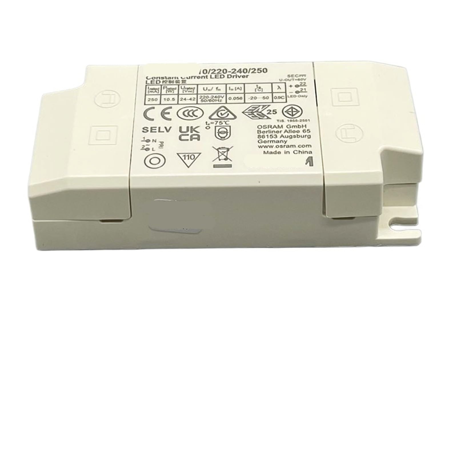Driver LED 10W 250mA avec démarrage rapide pour downlight et éclairage de plafond