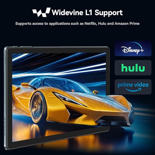 Whitedeer Android 15 Tablet 10 Zoll, Tablet mit 30GB RAM+128GB ROM, Octa Core, Widevine L1, Wi-Fi 6G/BT 5.3, 6200mAh, Computermodus unterstützt - Grau