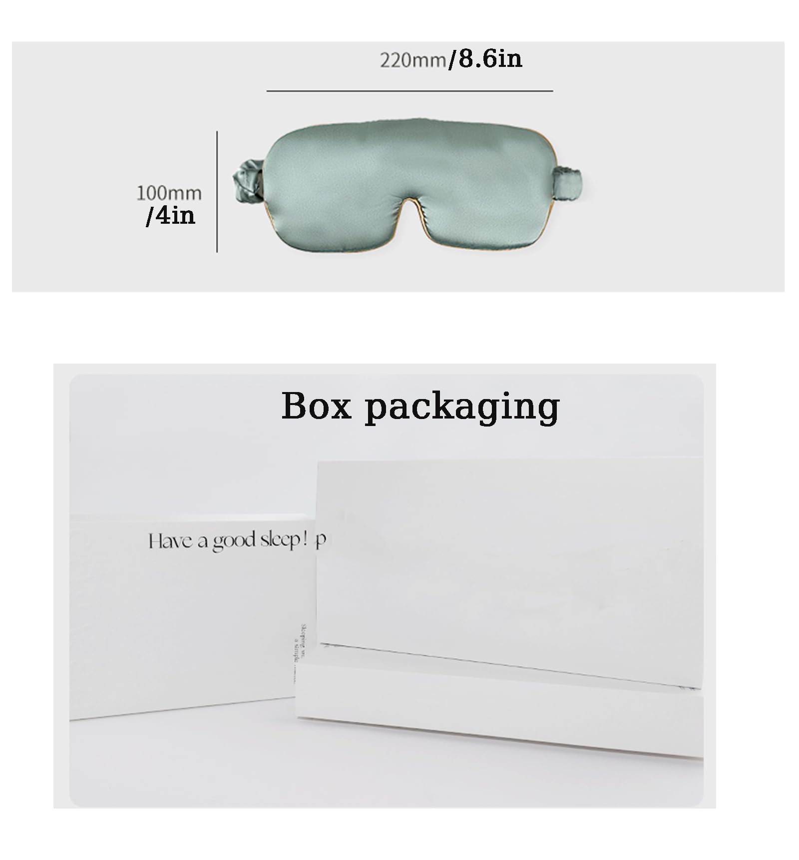 Seidenaugenmaske zum Schlafen mit Gummiband, 100% Reine Maulbeerseide, 22 Momme 6A weiche und Glatte Fasern, Total Light Blocking Augenmaske,Grau,One Size