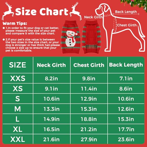 Image of Christmas Dog Sweaters for Small Medium Large Dogs and Cats,Pet Soft Warm Holiday Outfit Girl & Boy,Pup Winter Clothes Turtleneck Double Knitting Collar for Outdoors Playing (Snowman,Large)