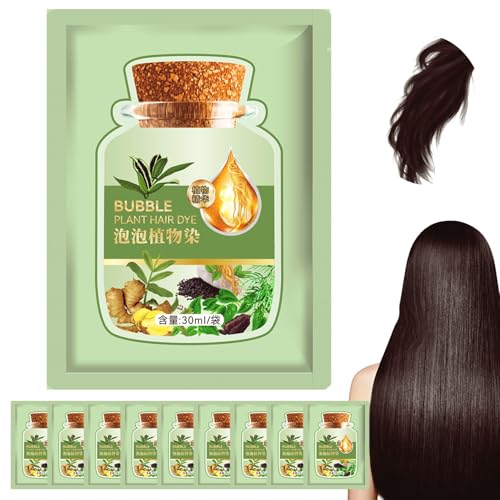Tinte para el cabello de la planta de 30 ml, 10 piezas de burbujas botánicas cabello tinte de tinte champú para mujeres, azules negros